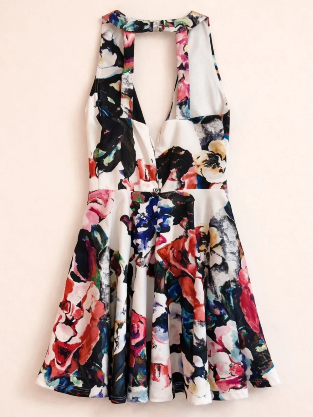 Bebe Floral Fit & Flare Halter Dress